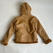Chunky caramel leather & faux fur Sherpa bomber (M)