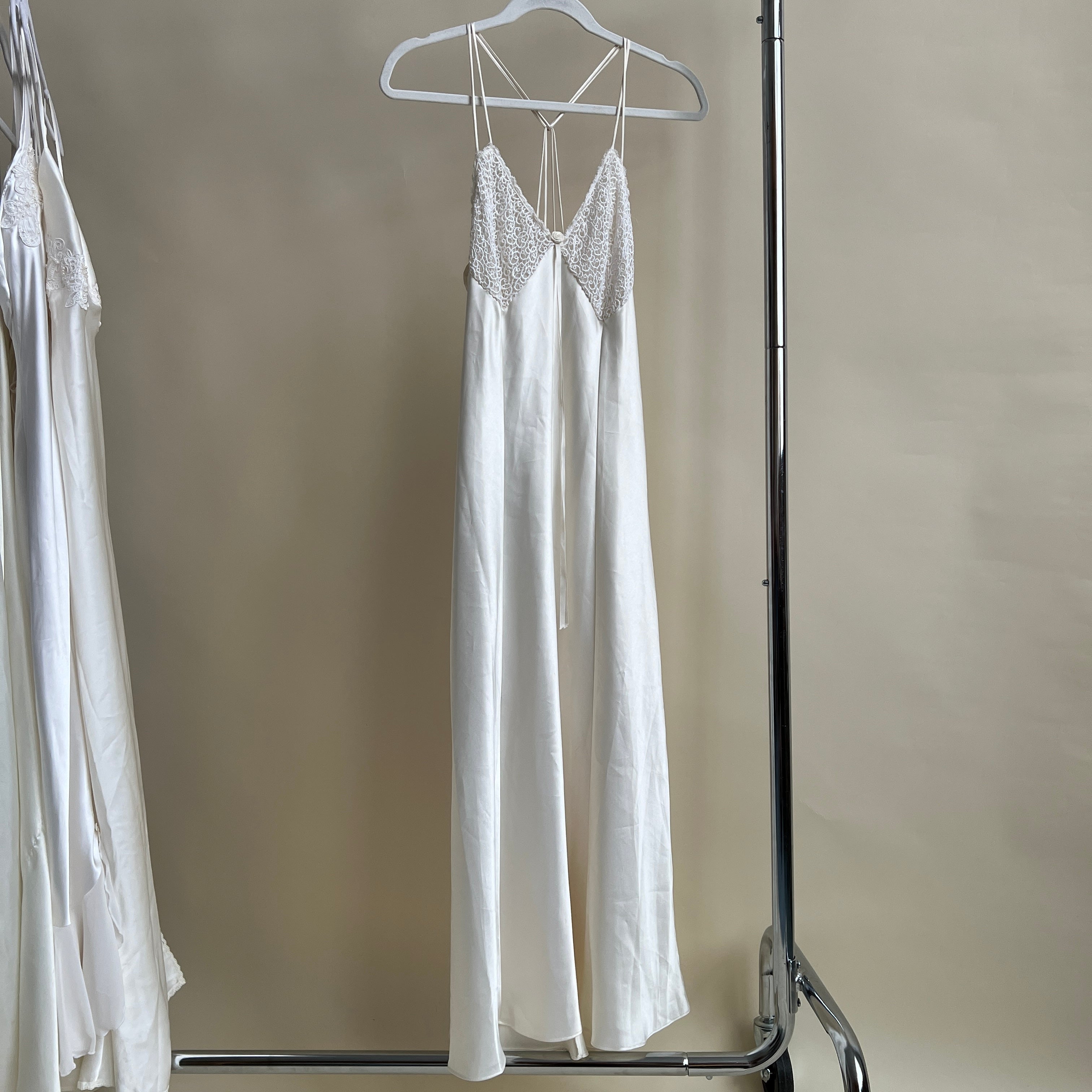 90s satin + lace maxi slip (L)