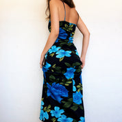90s Blue Floral Maxi Dress
