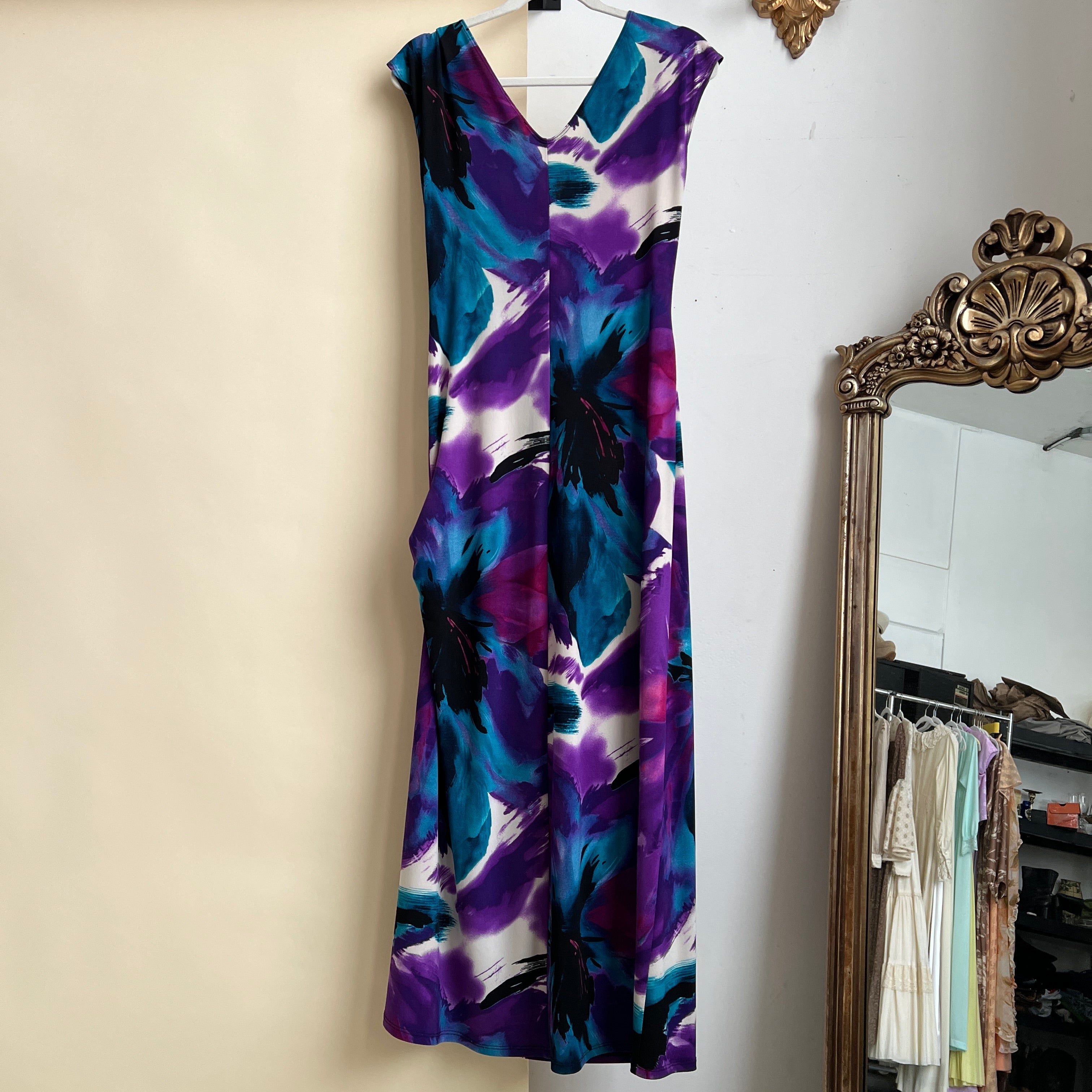 Vintage 90s purple watercolor maxi dress (S-L)