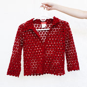 Deep Red Button Up Crochet Top (XS)