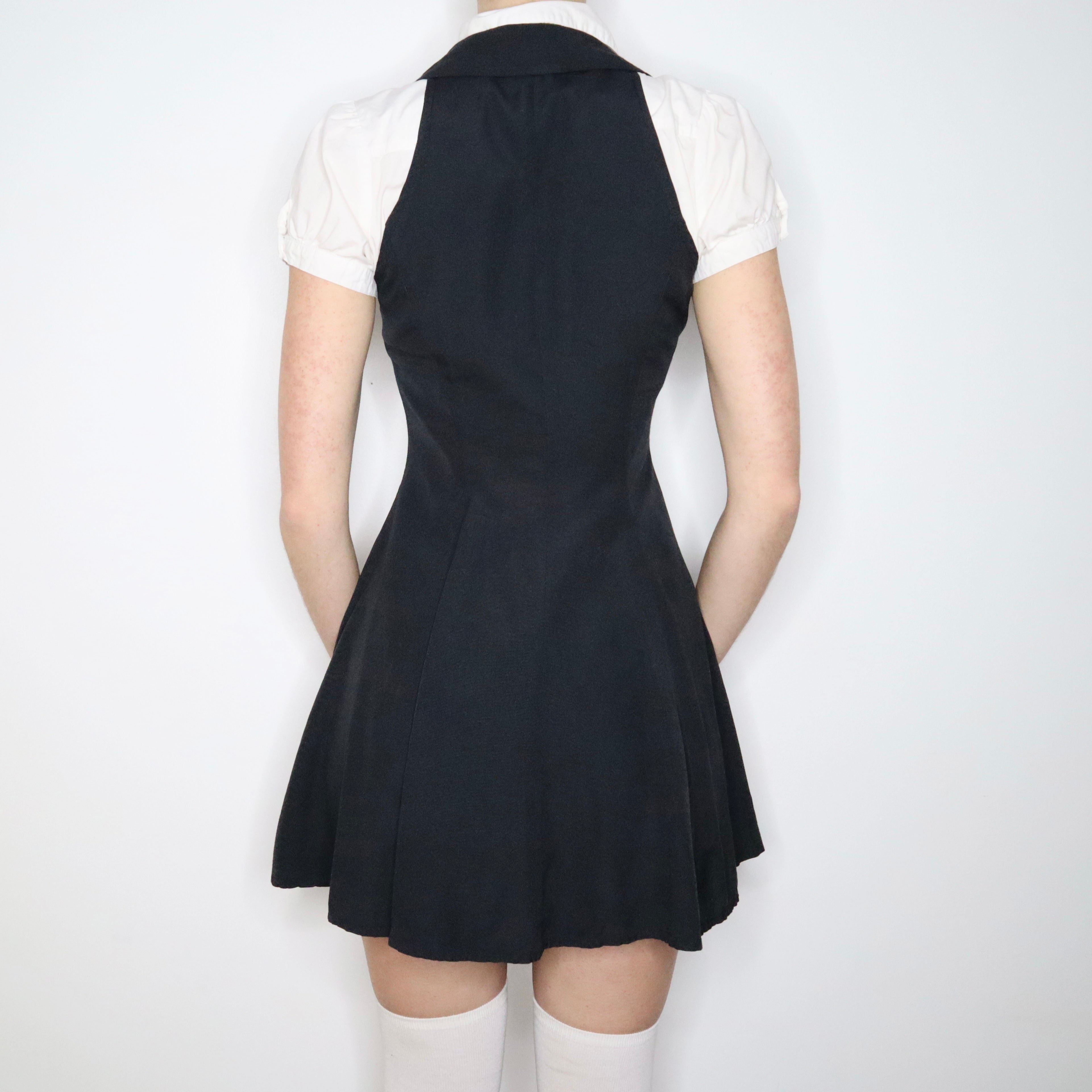 90s Preppy Navy Button Up Mini Dress (XS/S)