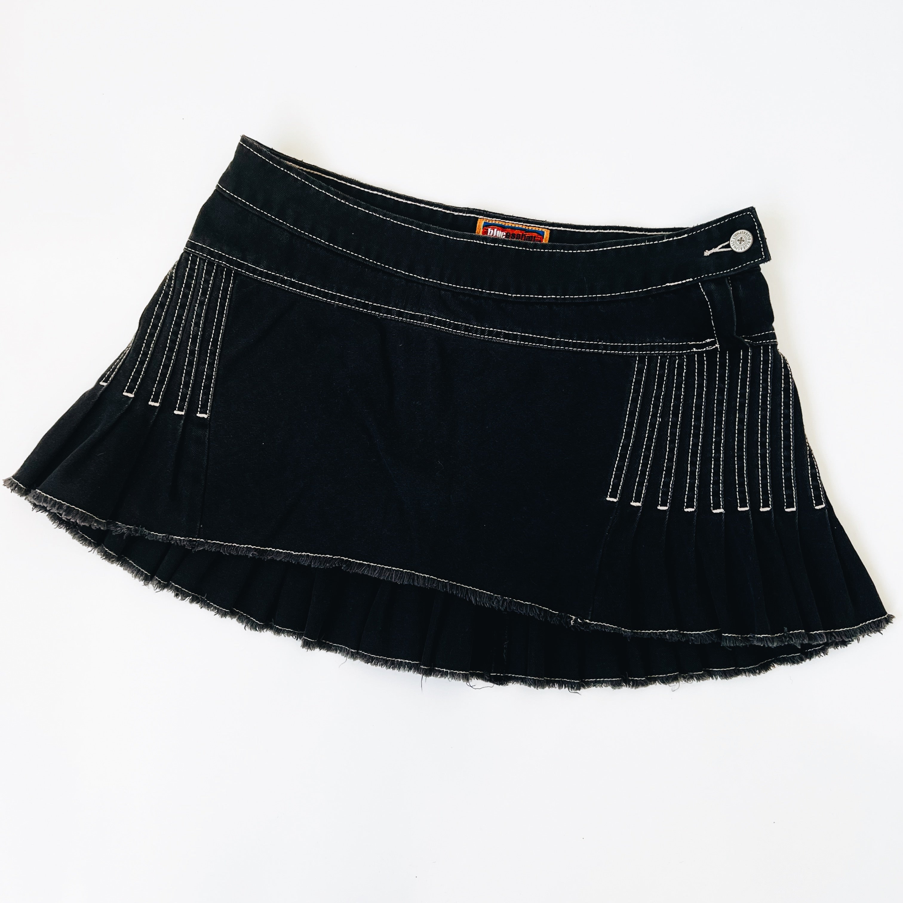 90s Pleated Denim Mini Skirt