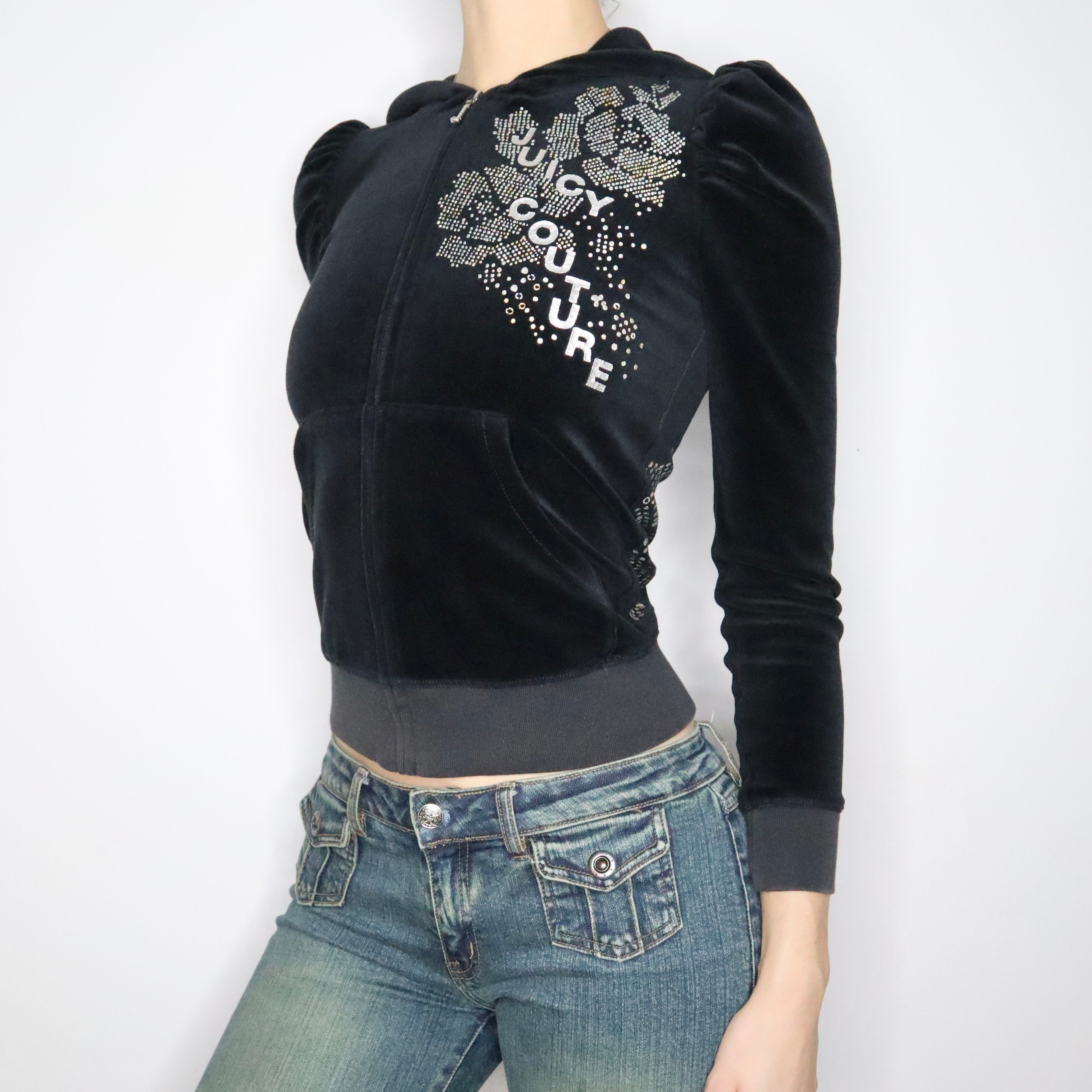 Y2K JUICY COUTURE Black Hoodie (XS/S)