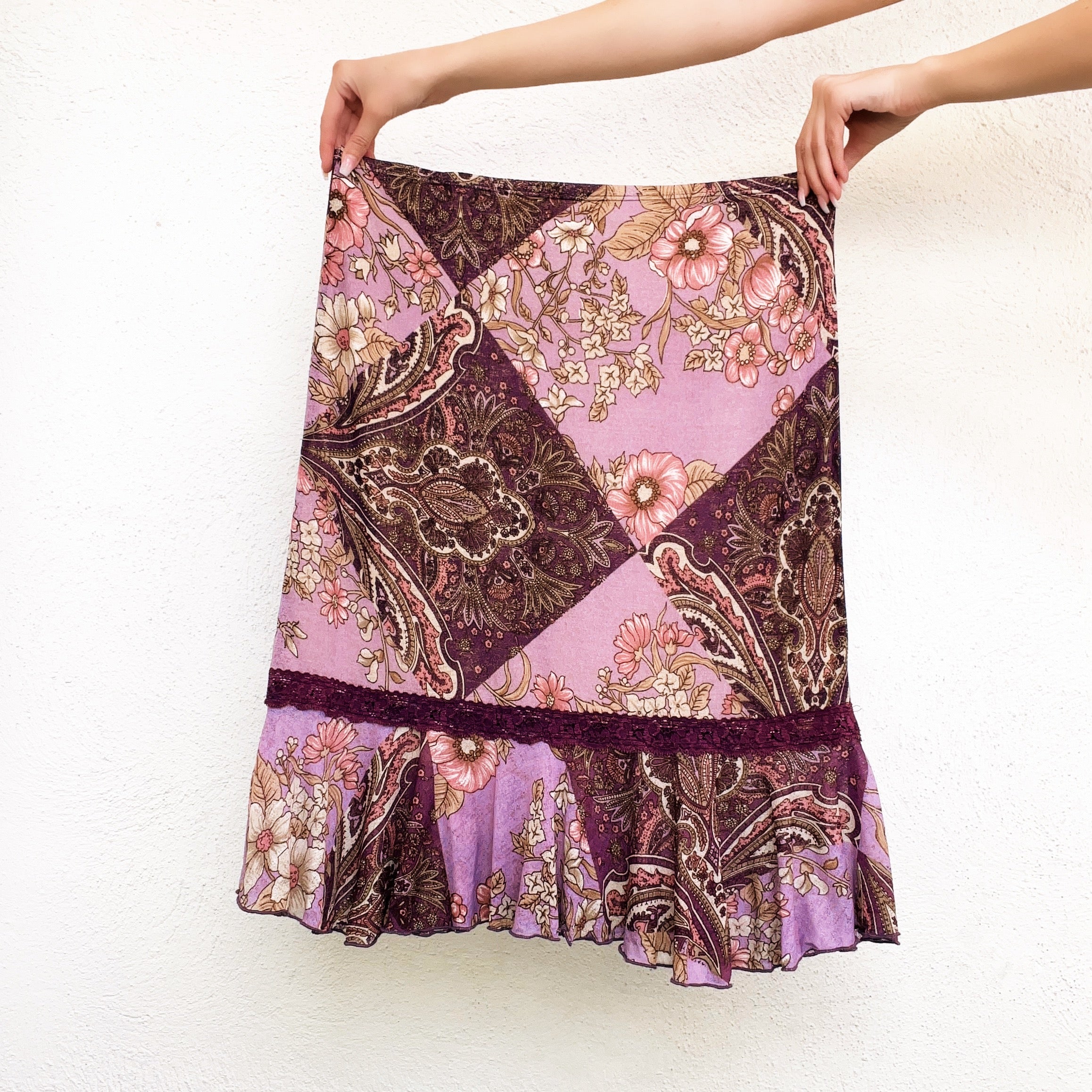 90s Purple Floral Skirt