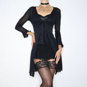 Whimsigoth Black Mesh Duster (Small)