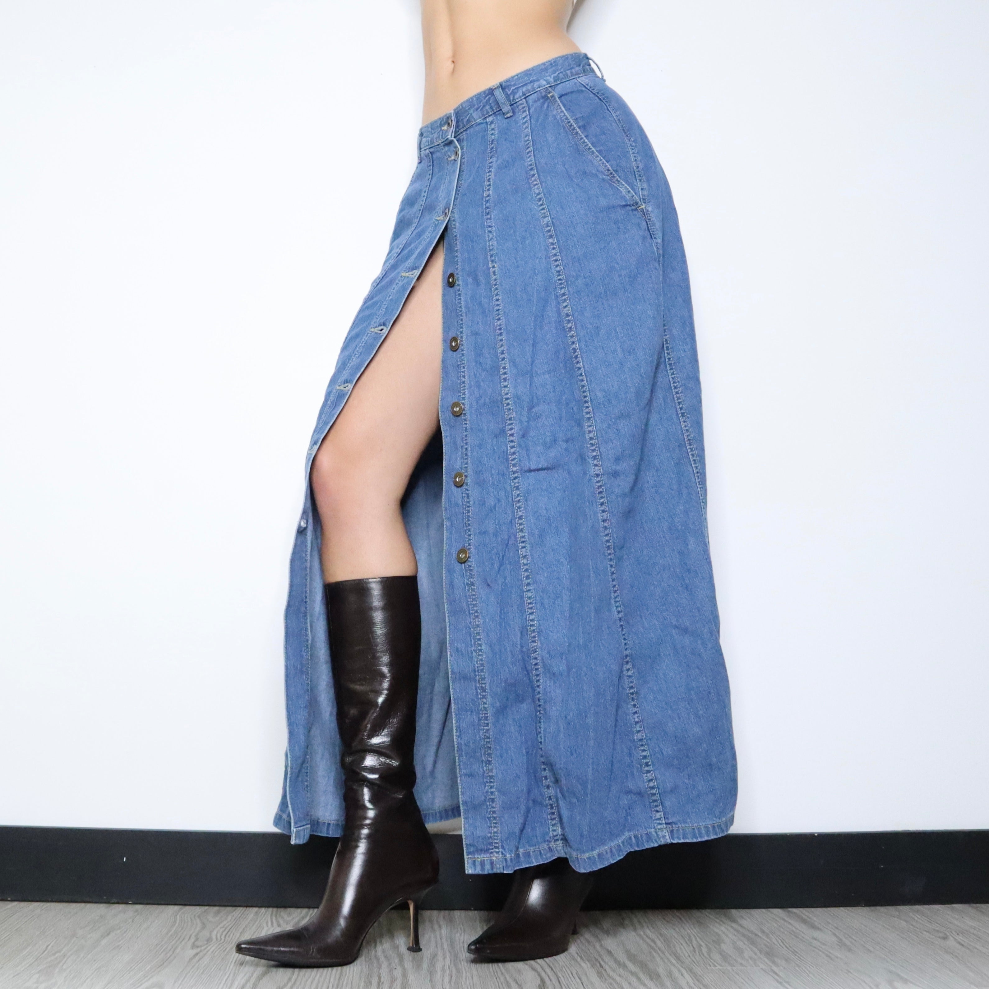 90s Denim Maxi Skirt (M)