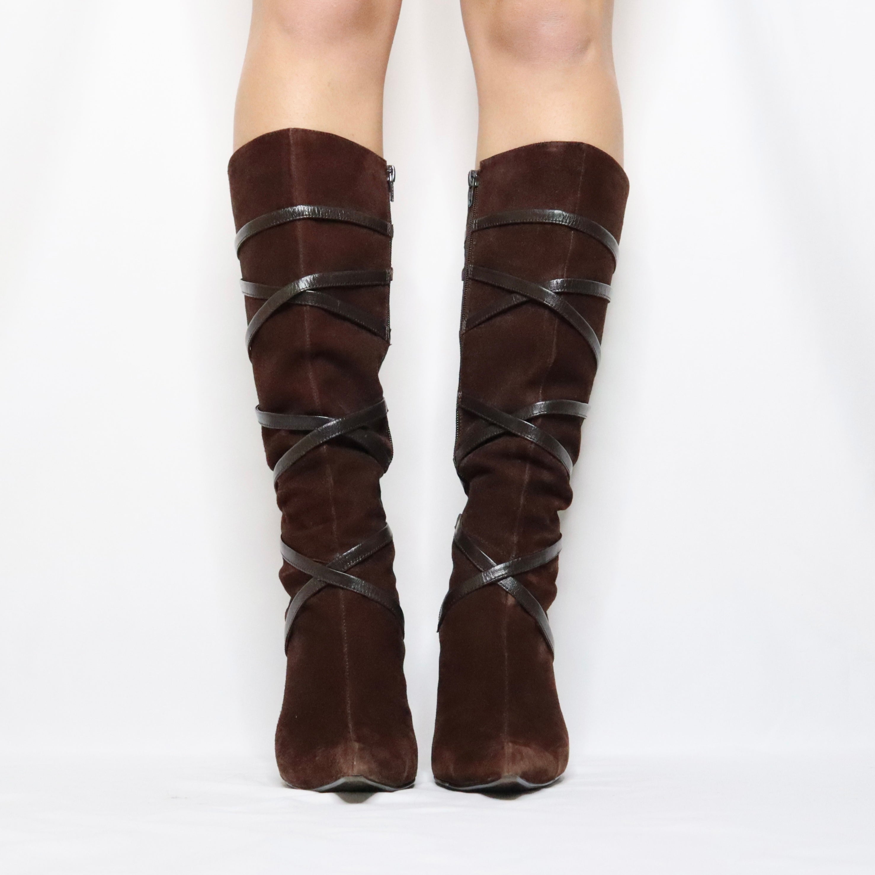 Y2K Brown Pointed Toe Boots (6.5)