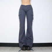 Vintage Y2K Navy Low Rise Cargo Pants (Small)