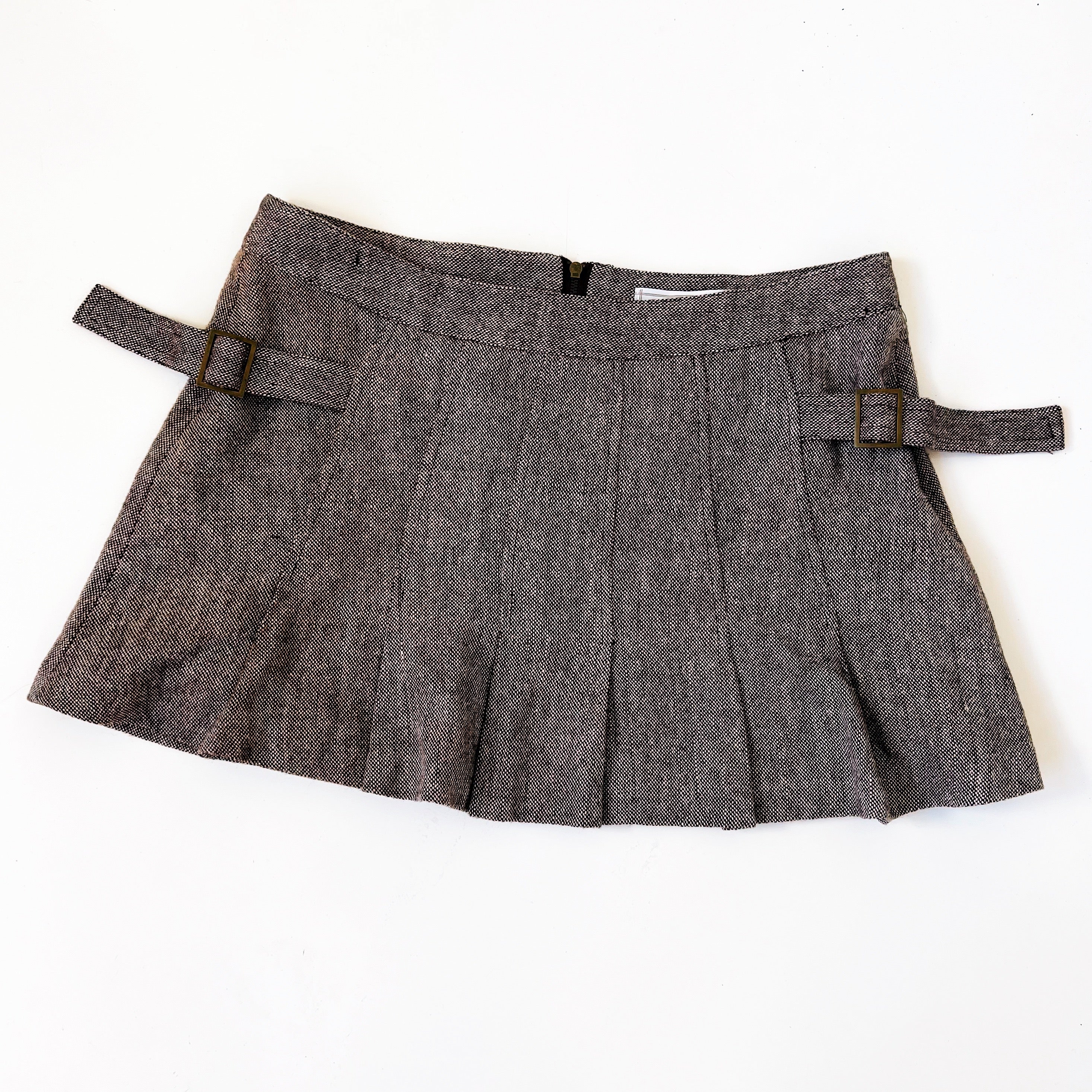 Tweed Pleated Mini Skirt