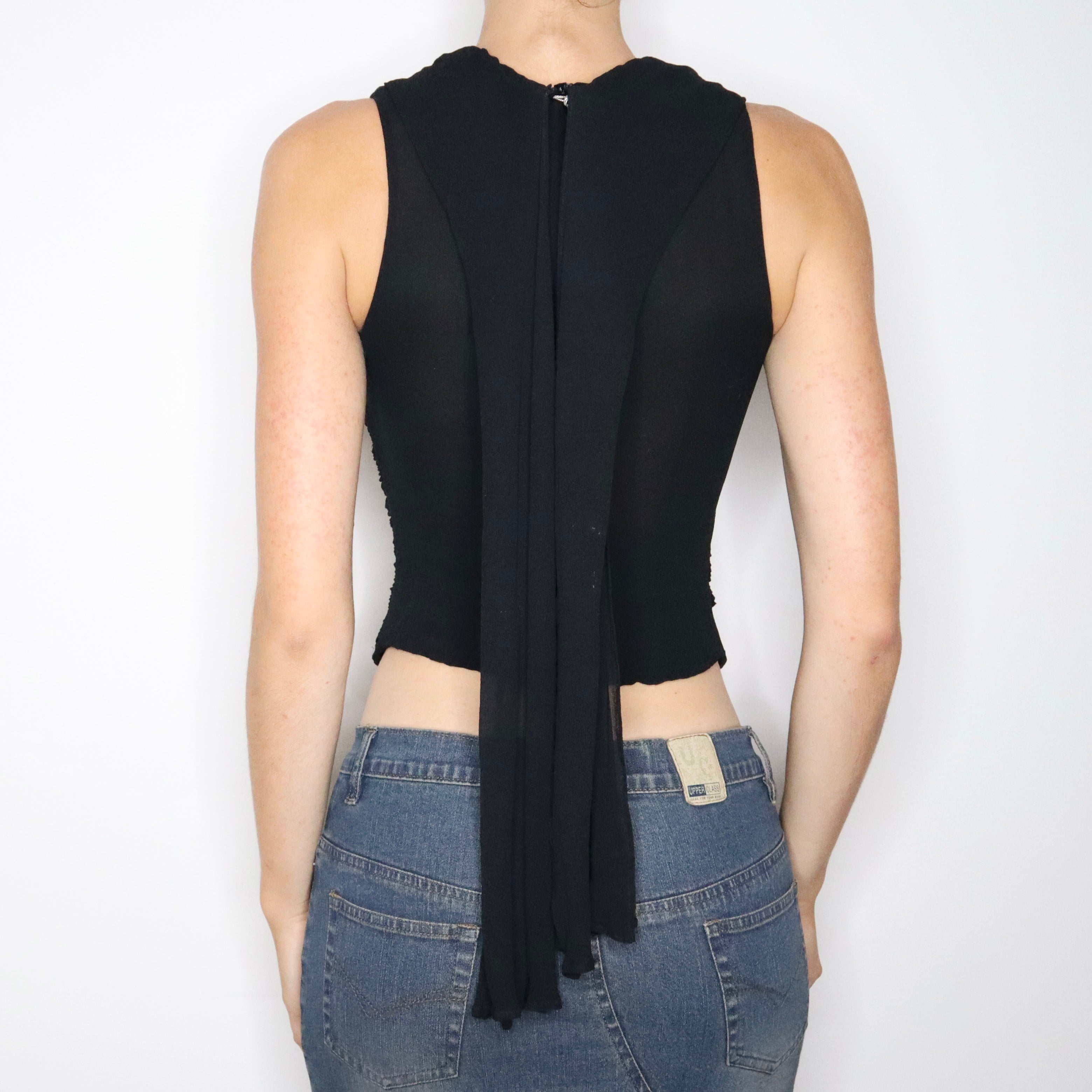 Black Silk Chiffon Blouse (XS)