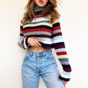 Cropped Striped Turtleneck Sweater