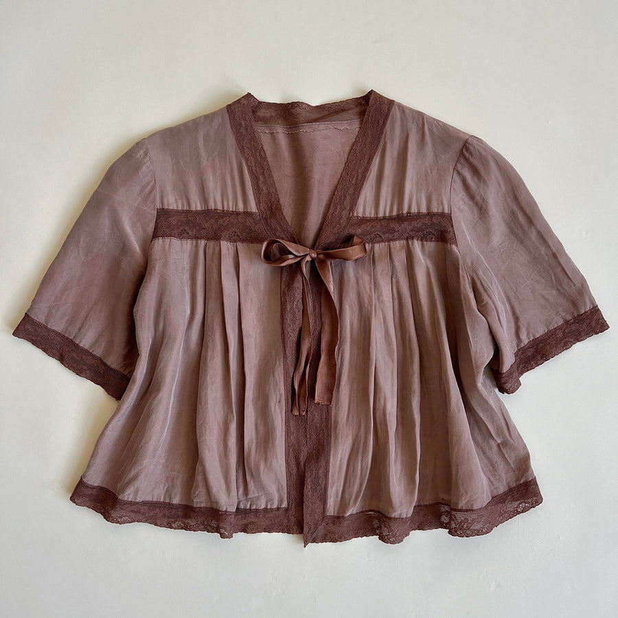 Hand dyed brown vintage bed jacket