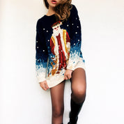 Vintage Hand Knit Santa Sweater