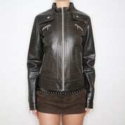 Leather Cafe Racer Jacket (L) no
