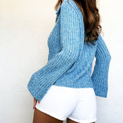 90s Beachy Blue Double Zip Cardigan