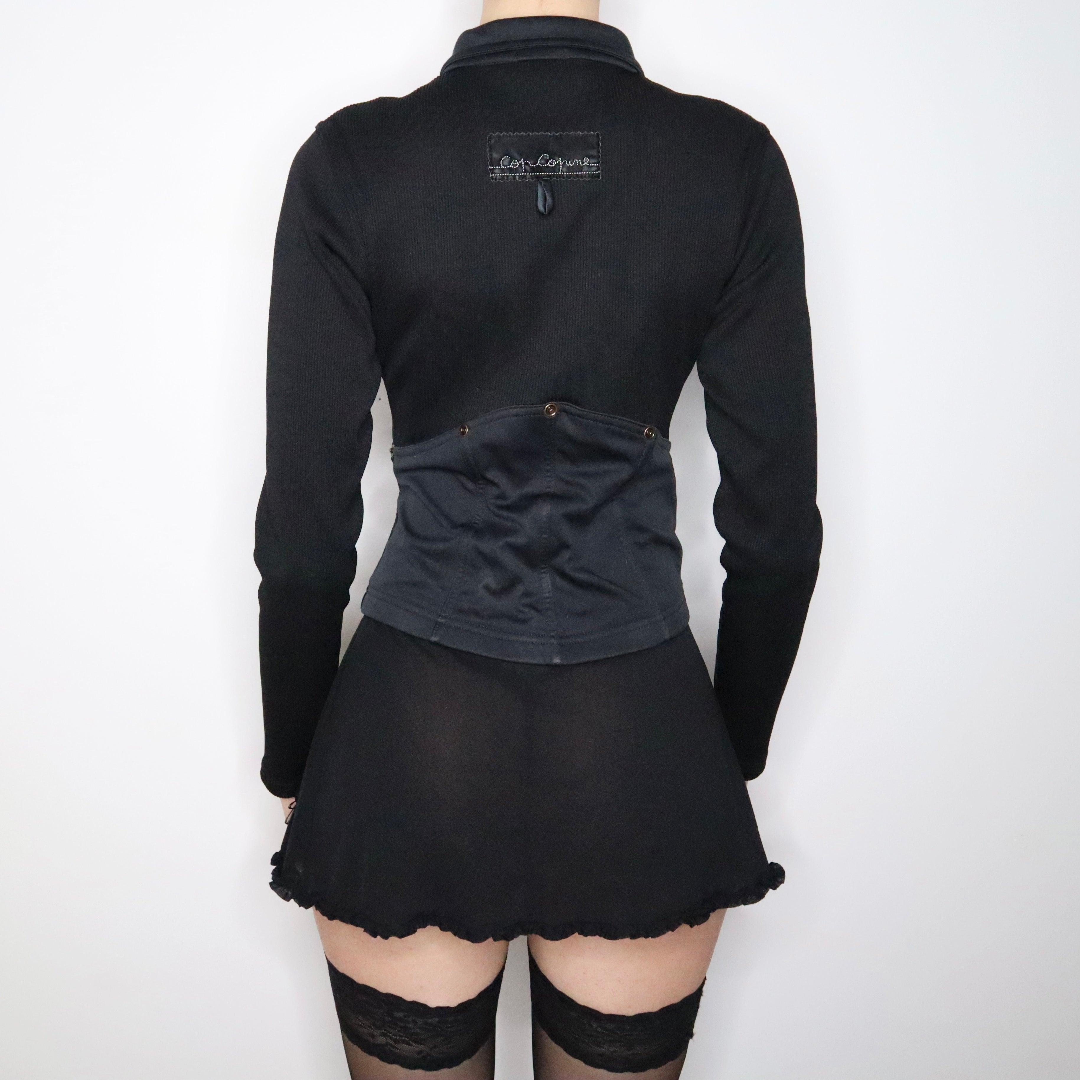 90s COP COPINE Black Zip Up Top (S/M)
