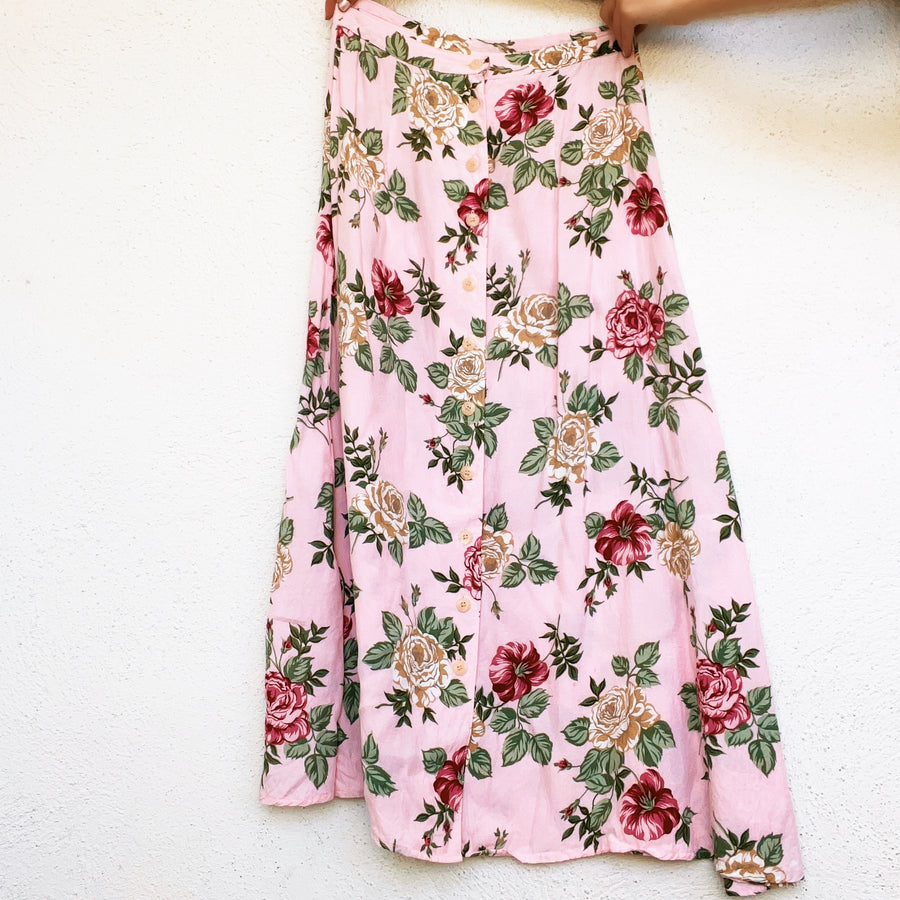 Pink floral hotsell vintage skirt