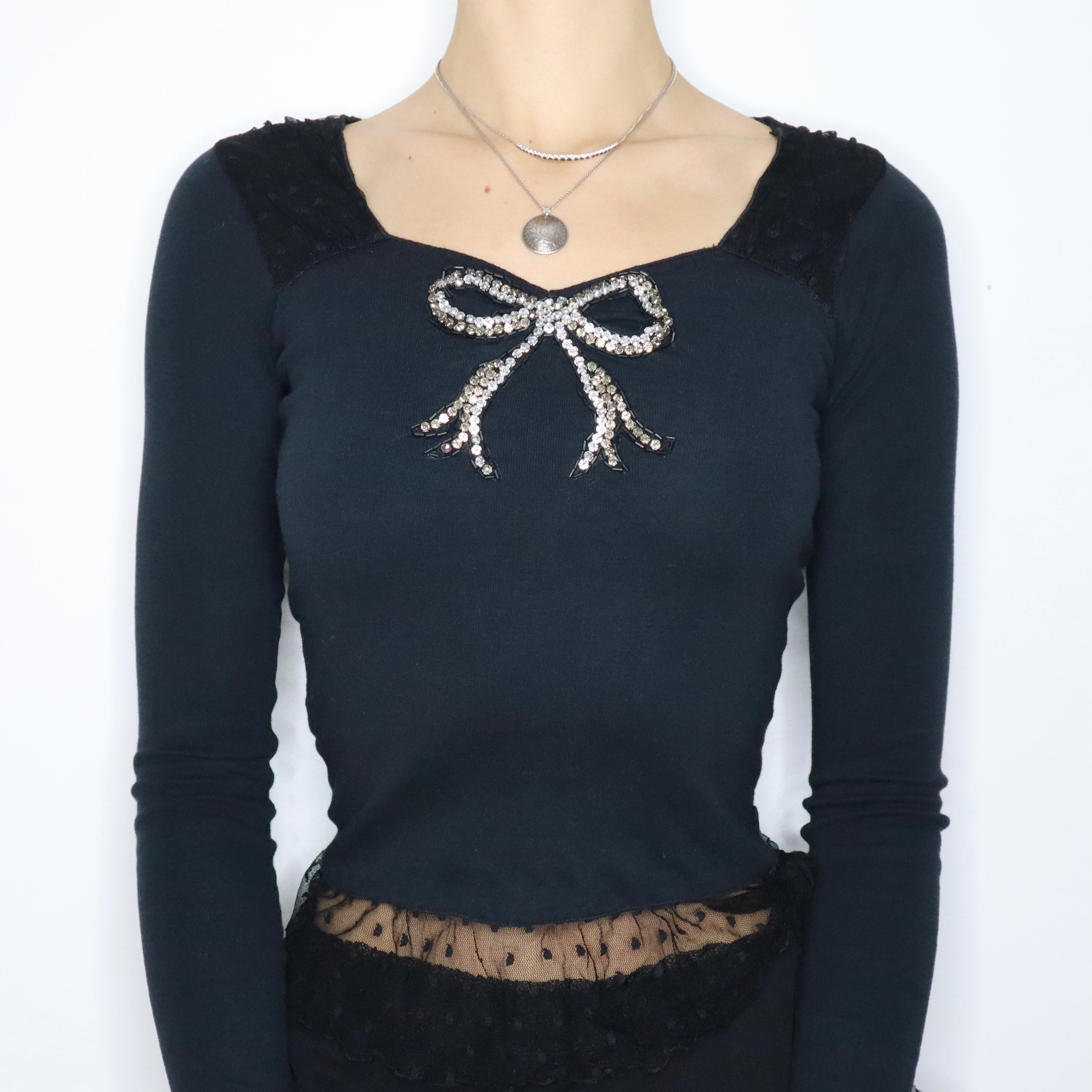 Y2K ANNA SUI Diamanté Bow Top (XS)