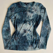90s teal stormy floral top - L/XL