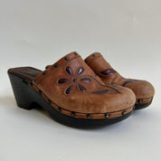 Leather flower clogs - 9