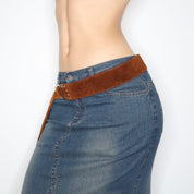 Brown Suede Fringe Belt (S-M)