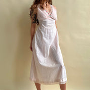 Vintage 50s pink cotton maxi slip (M)