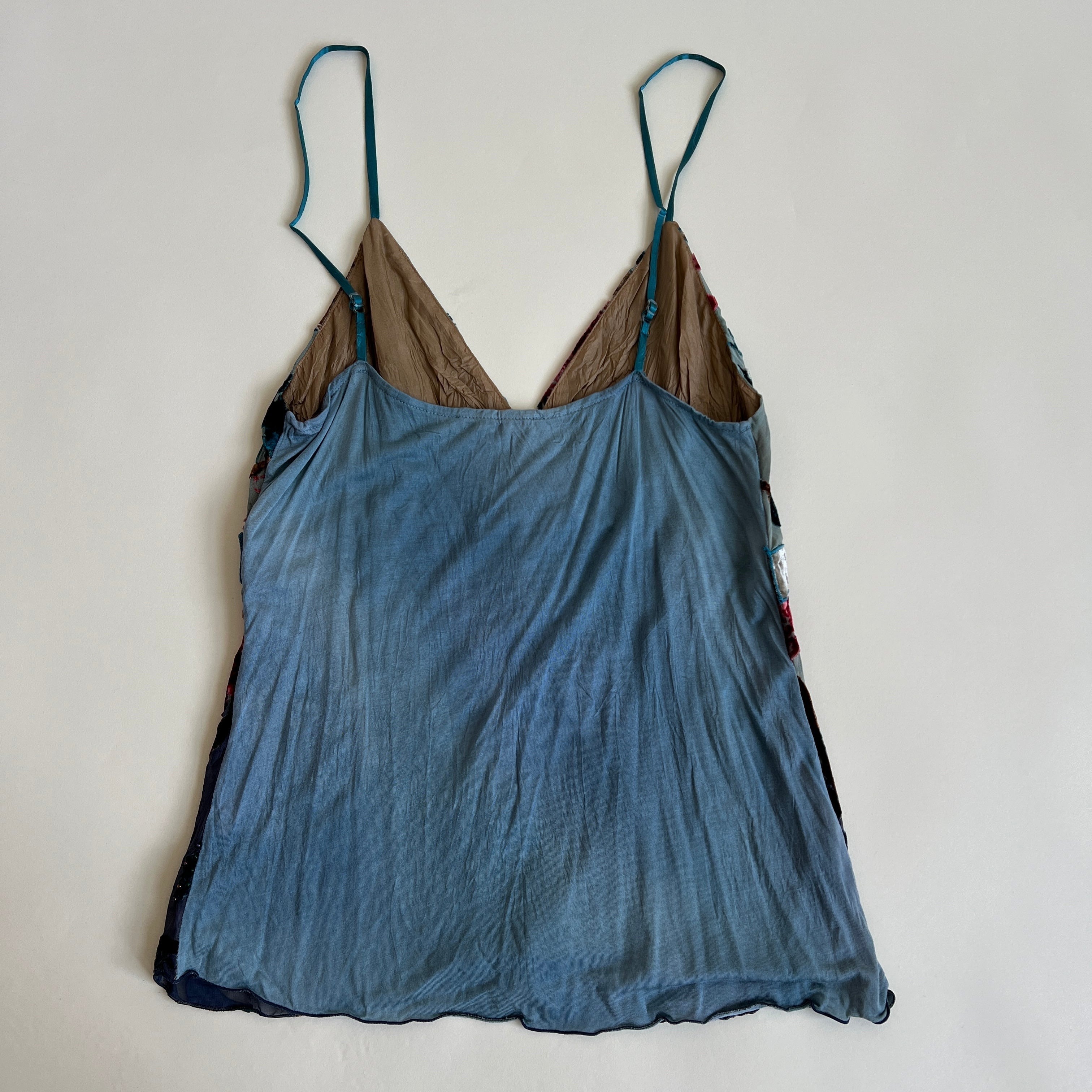Sea foam velvet beaded cami (L)