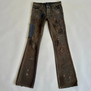 Grunge leather patch + distressed jean (M)