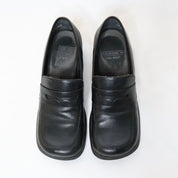 Black Leather Heeled Loafers (7 US)