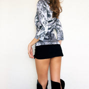 90s Metallic Floral Blazer Top