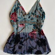 Sea foam velvet beaded cami (L)