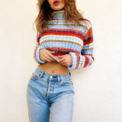 Early 2000s Rainbow Striped Turtleneck