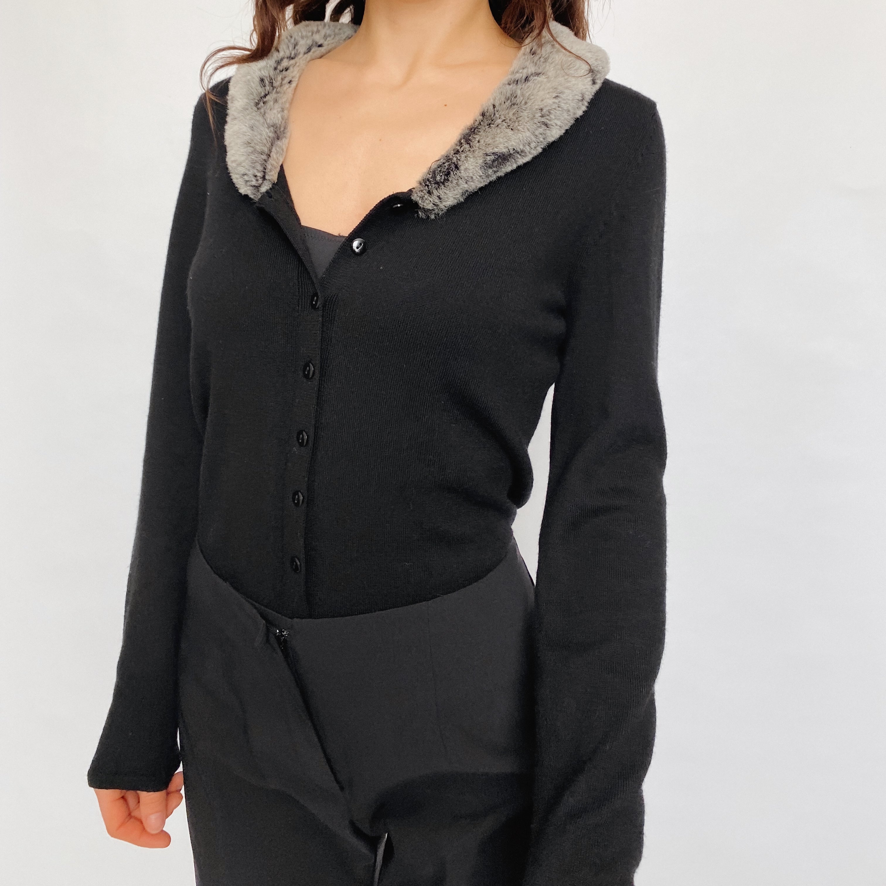 faux fur wool cardi - small