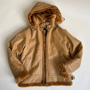 Chunky caramel leather & faux fur Sherpa bomber (M)