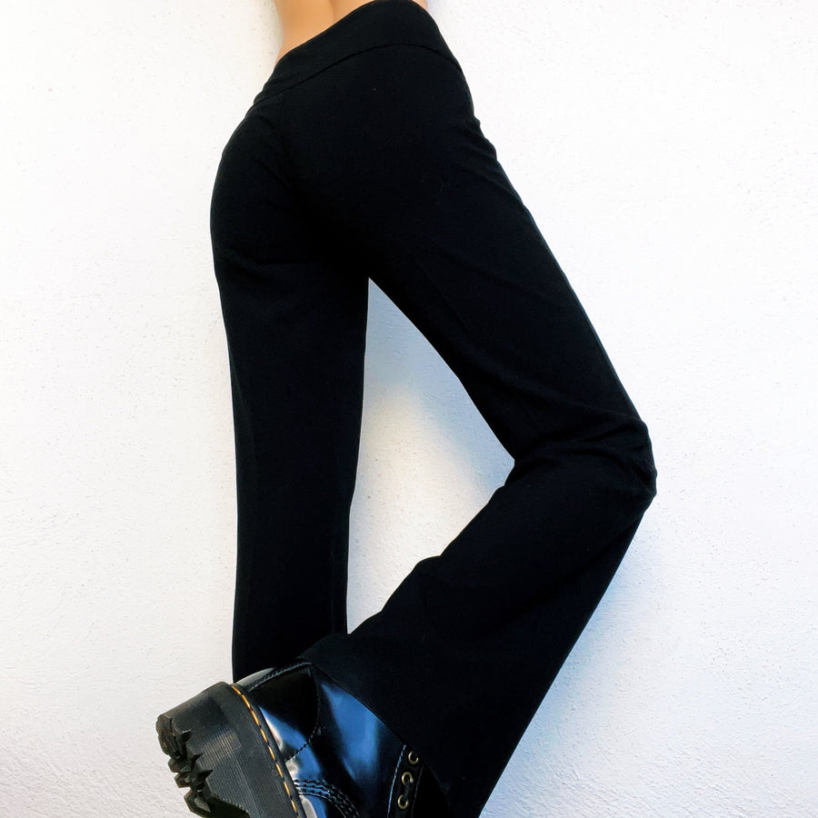 Vintage Early 2000s Low Rise Black Flare Pants