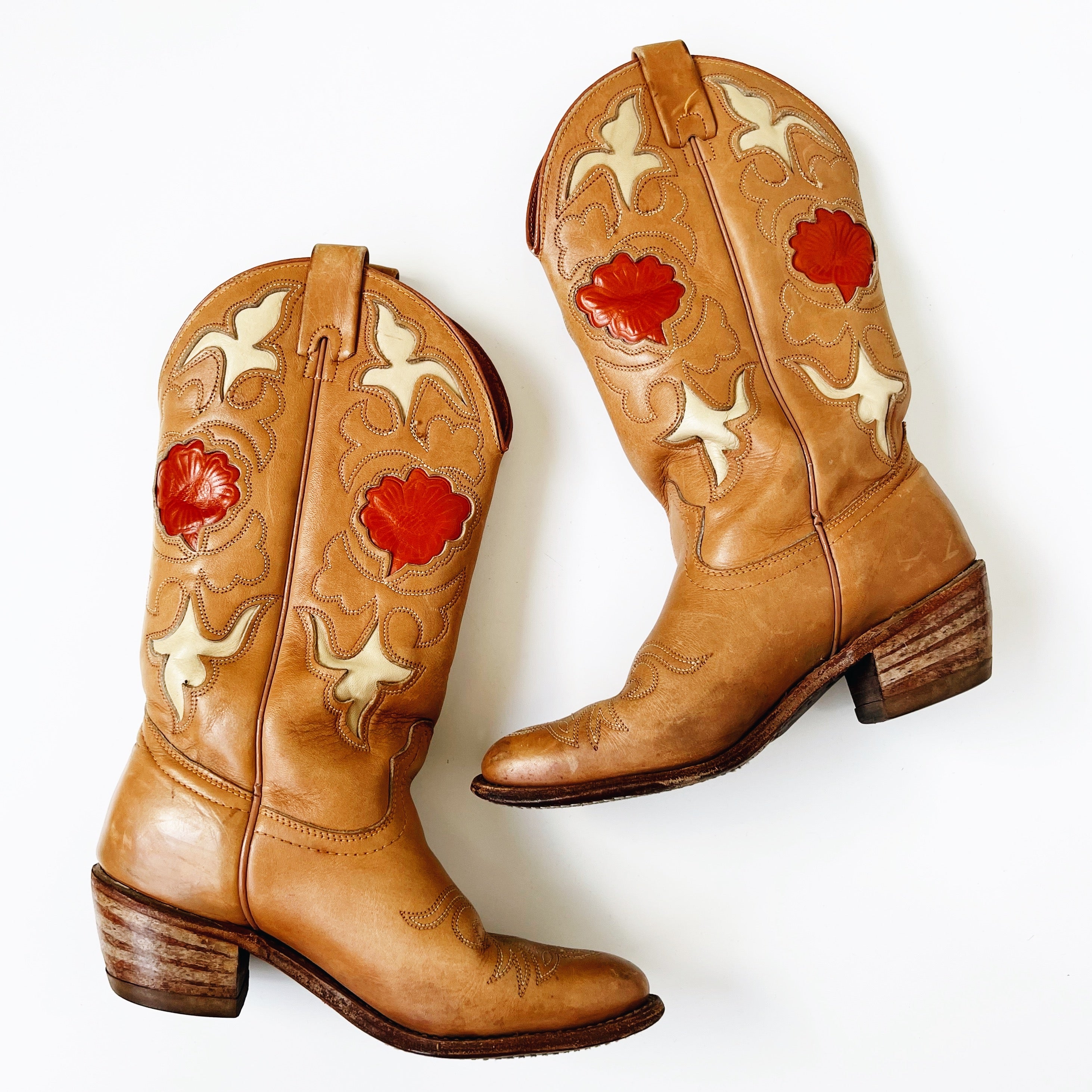 Authentic Vintage Leather Cowboy Boots (6.5)