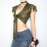 Vintage Y2K Moss Mohair Fairy Bolero (Small)