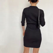ribbed knit polo dress - small