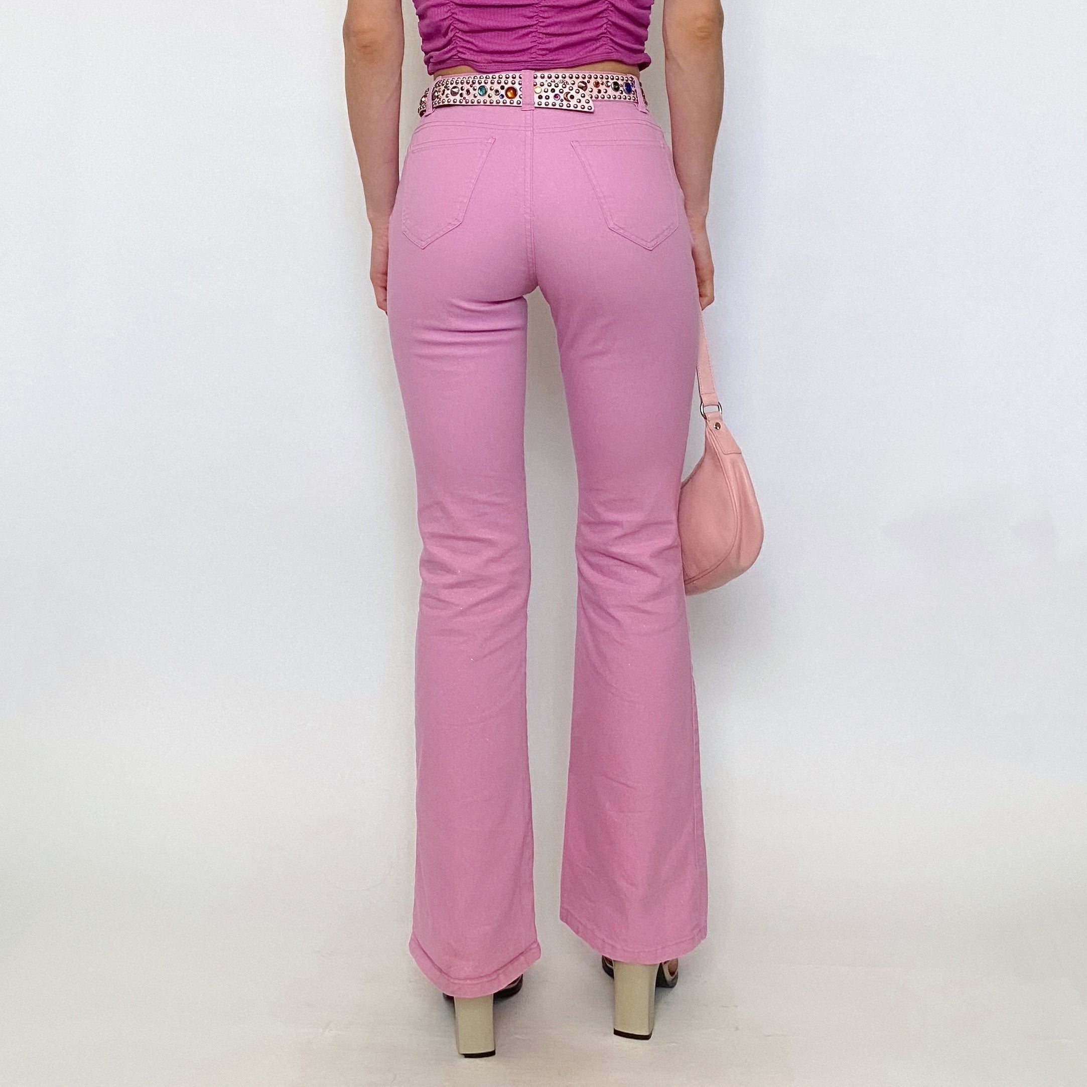 y2k pink glitter jeans - xxs