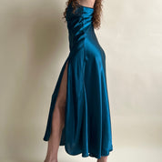 Y2K Victoria’s Secret teal satin maxi slip - M/L