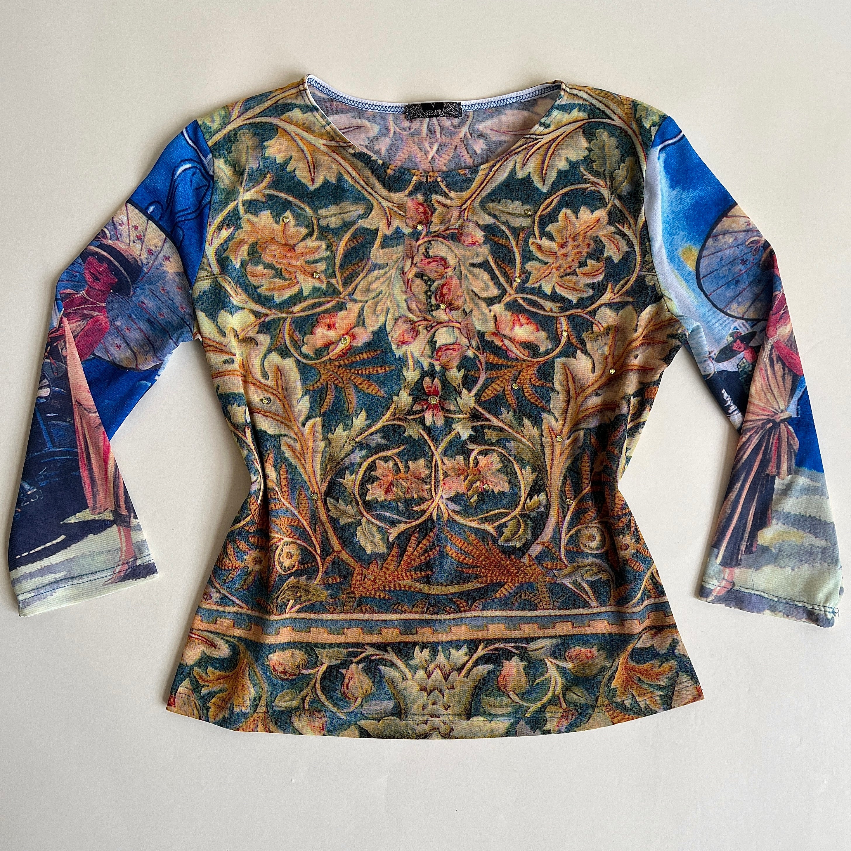 Vintage 90s graphic print mesh top - XL