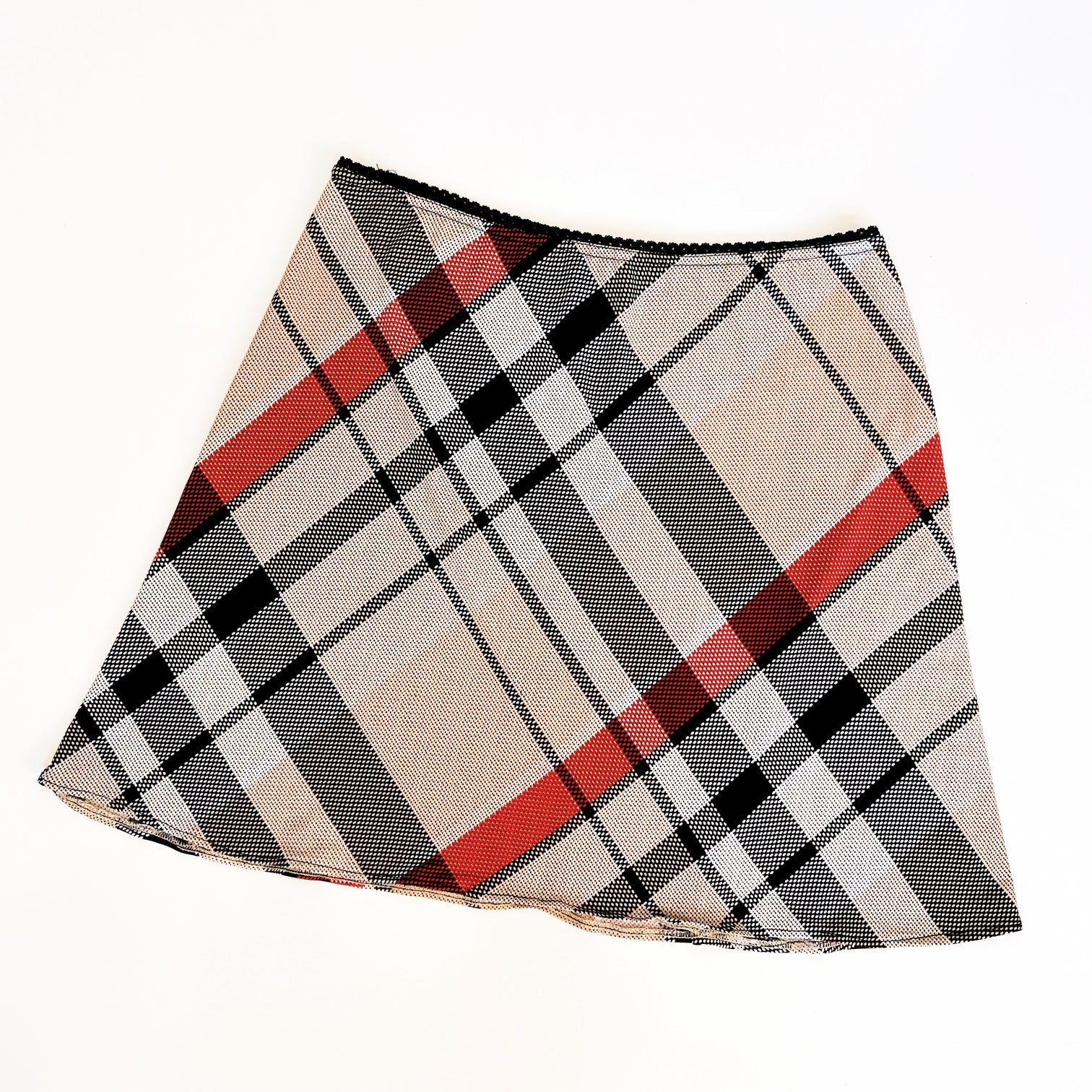 Slinky Plaid Mini Skirt