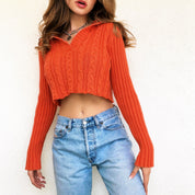 Orange Cropped Sweater (M)