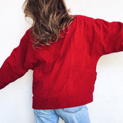 80s Red Corduroy Bomber Jacket