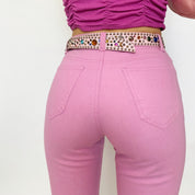 celestial studded pink leather belt