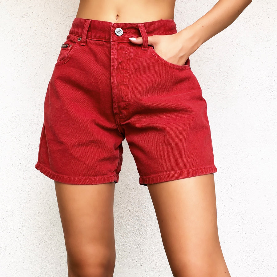 Vintage Red Denim Shorts