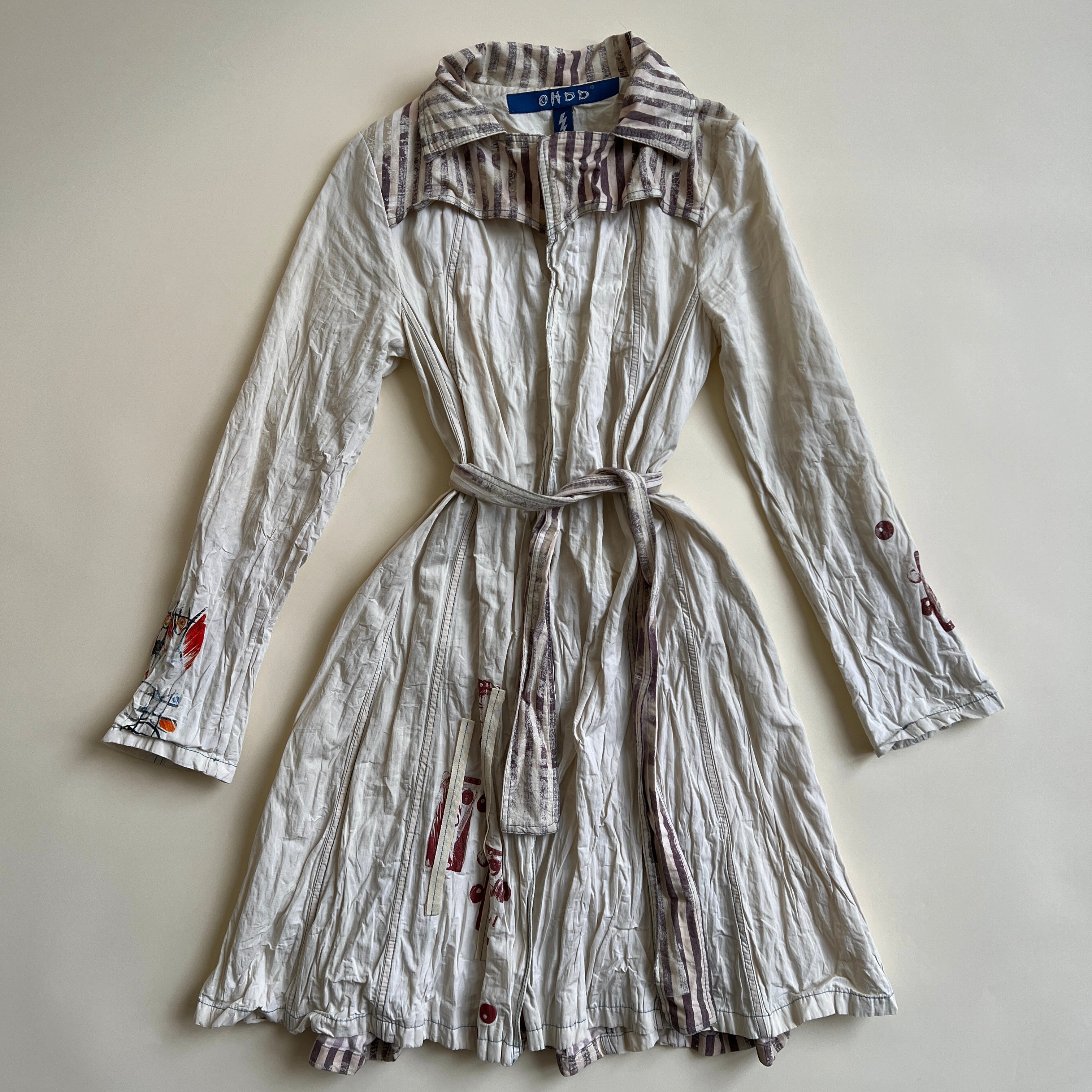 Italian graphic pleated trench coat - S/M