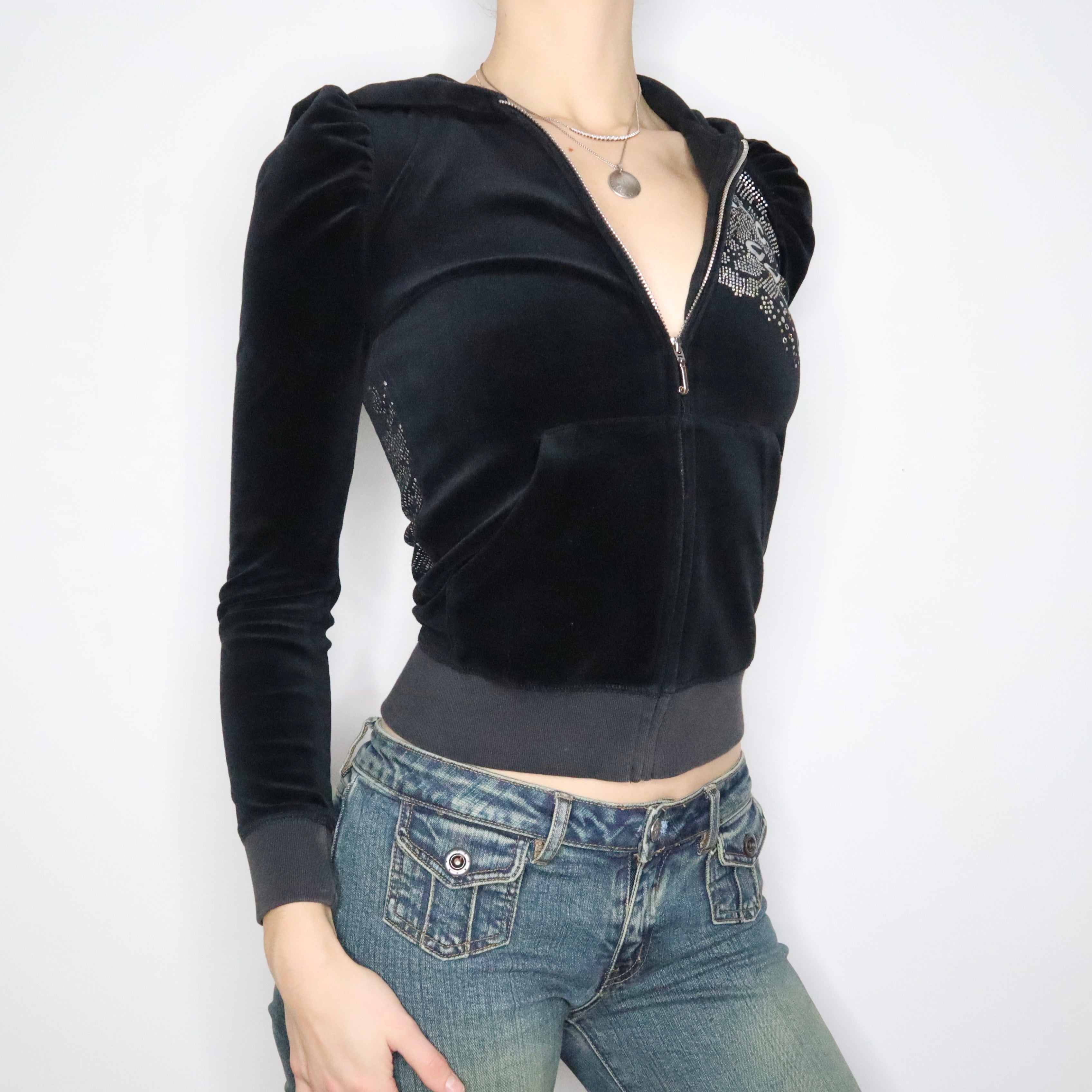 Y2K JUICY COUTURE Black Hoodie (XS/S)