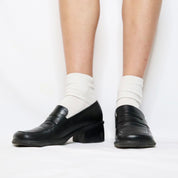 Black Leather Heeled Loafers (7 US)